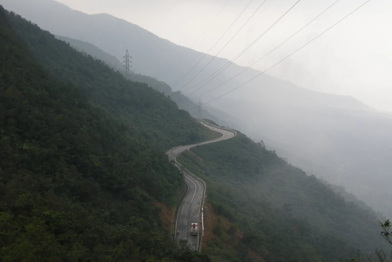 Road winding over the Hai Van Pass in central Vietnam